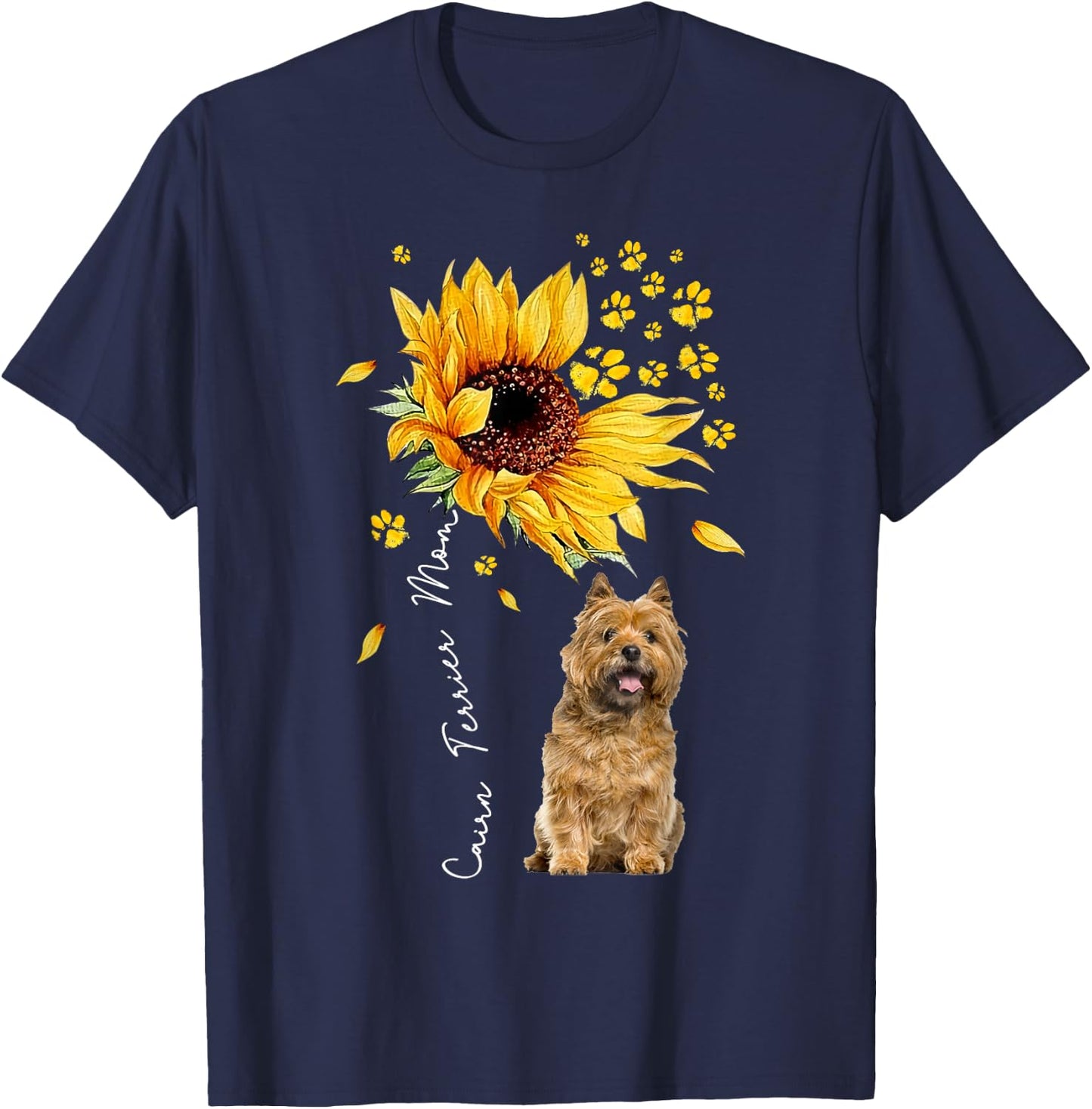 Sunflower Cairn Terrier Mom Dog Lover Gifts T-Shirt - T-Shirt | Navy