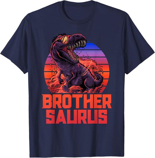 Brothersaurus T-Rex Shirt Brother Saurus Retro 80s Dinosaur T-Shirt - T-Shirt | Navy