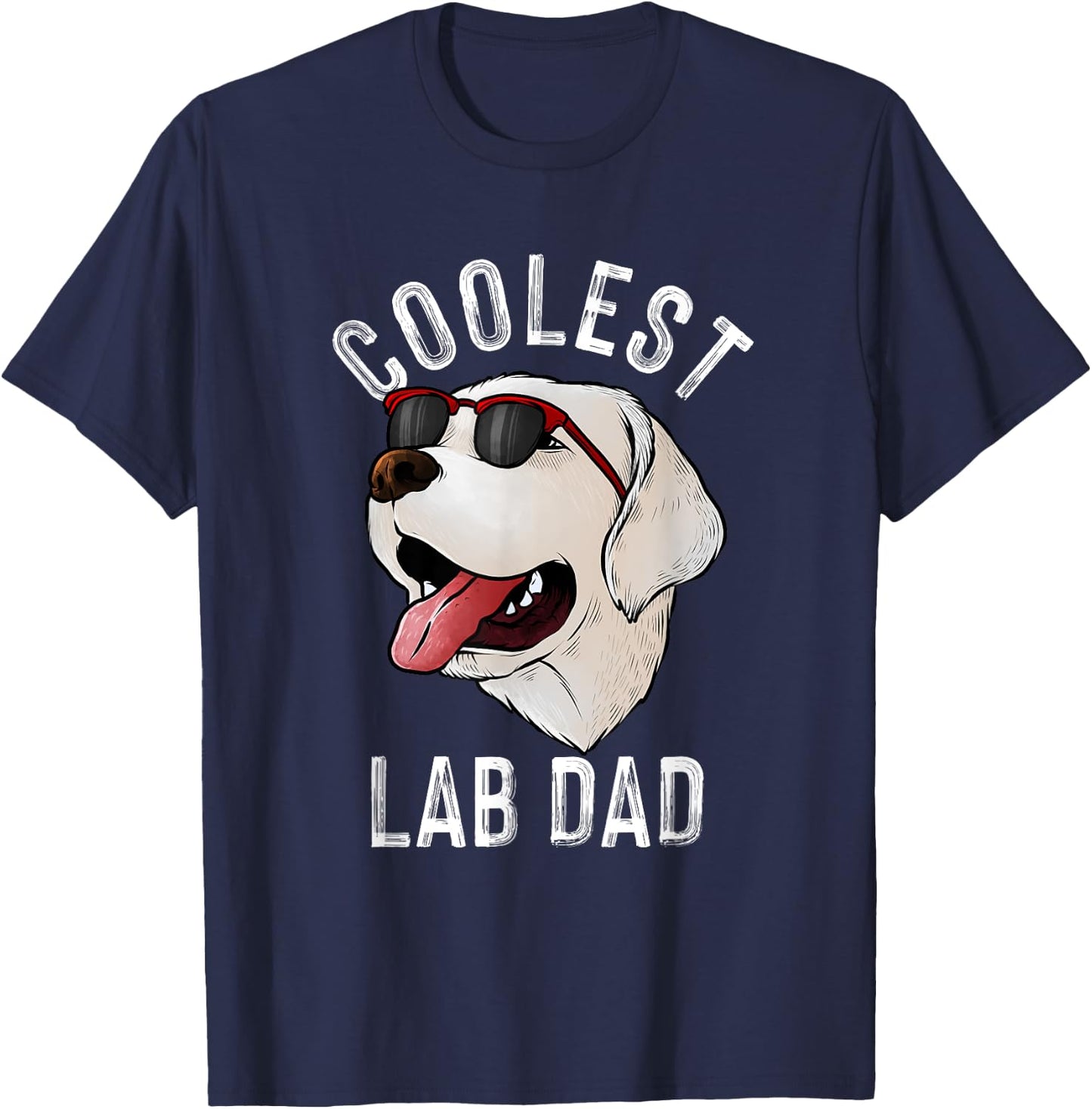 Funny Coolest Lab Dad Gift White Labrador Dog Lover Men T-Shirt - T-Shirt | Navy