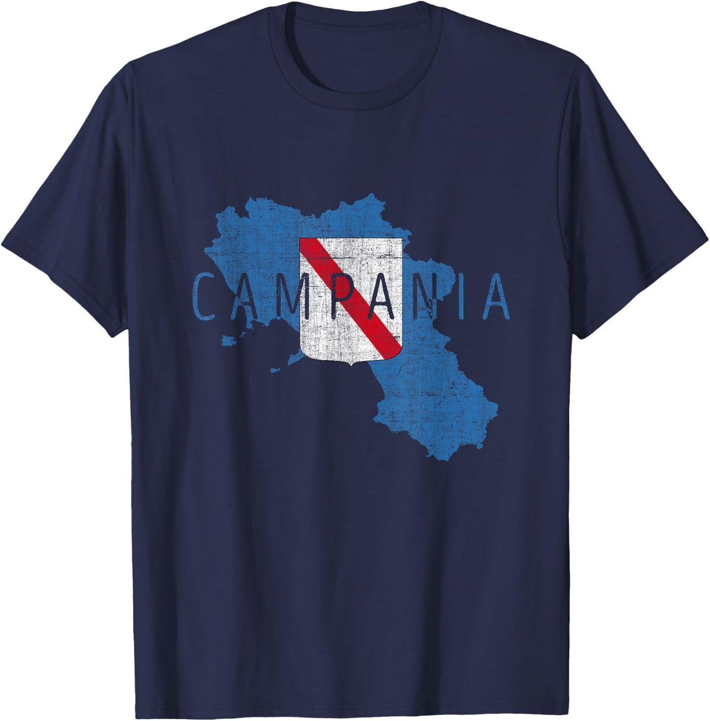 Campanian Map Word Art - Campania Italy Souvenir T-Shirt - T-Shirt | Navy