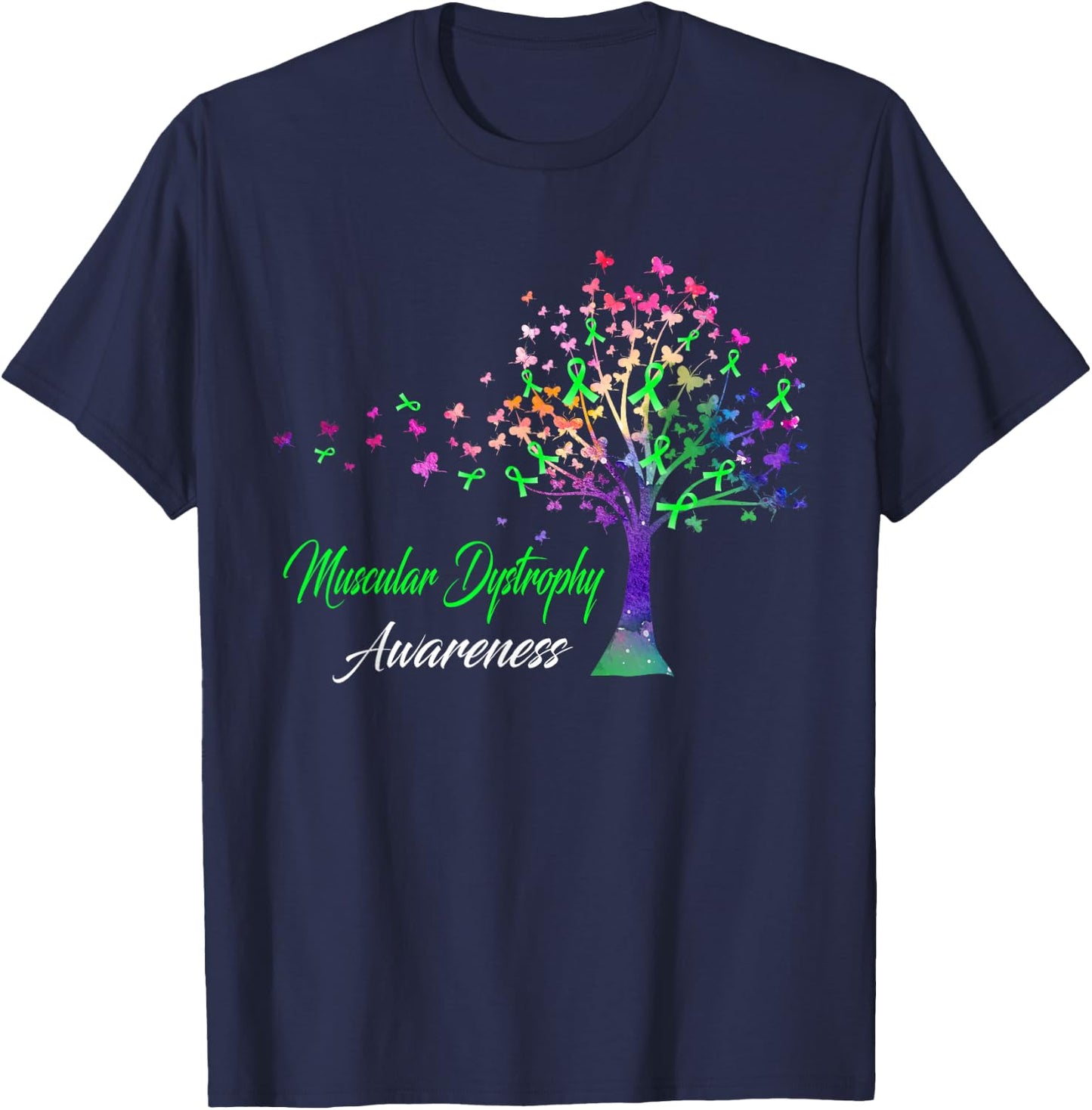 Tree Ribbon Muscular Dystrophy Awareness T-Shirt - T-Shirt | Navy