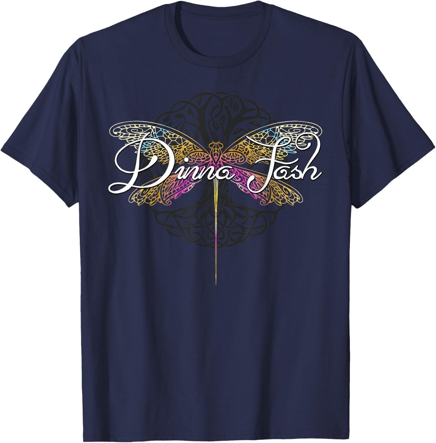 Dinna Fash Dragonfly | Scottish Gift T-Shirt - T-Shirt | Navy