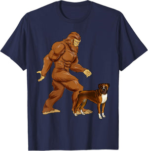 Funny Bigfoot Walking Boxer Sasquatch Dog Women Kids T-Shirt - T-Shirt | Navy