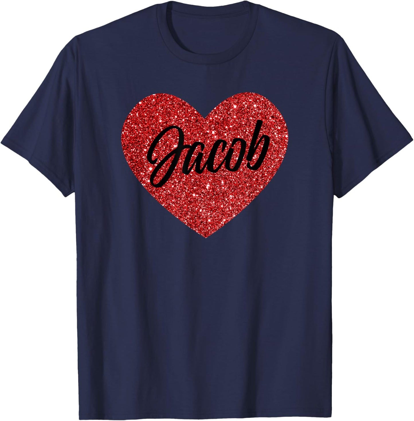 I Love Jacob Cute Jacob Red Heart for Valentine's Day T-Shirt - T-Shirt | Navy