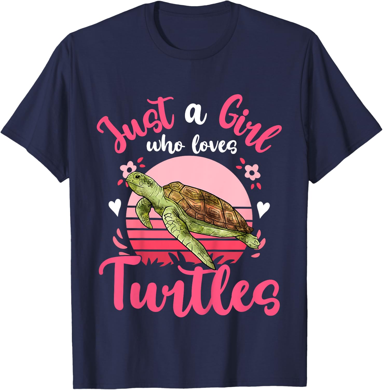 Kids Sea Turtle Just a Girl Who Loves Turtles T-Shirt - T-Shirt | Navy