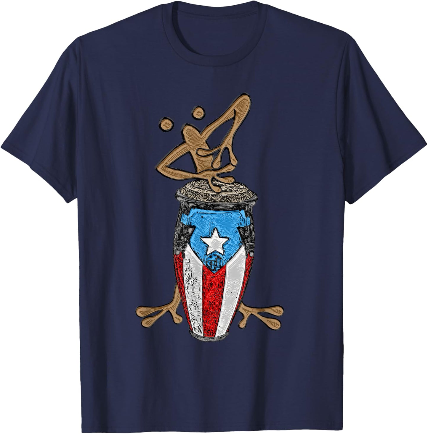 Coqui Taino Conga Boricua Puerto Rican Flag Gift T-Shirt - T-Shirt | Navy