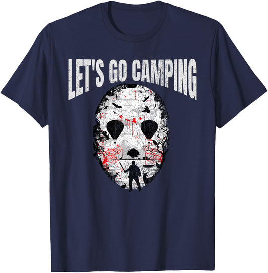 Let's Go Camping Serial Killer Horror Camp Halloween T-Shirt - T-Shirt | Navy