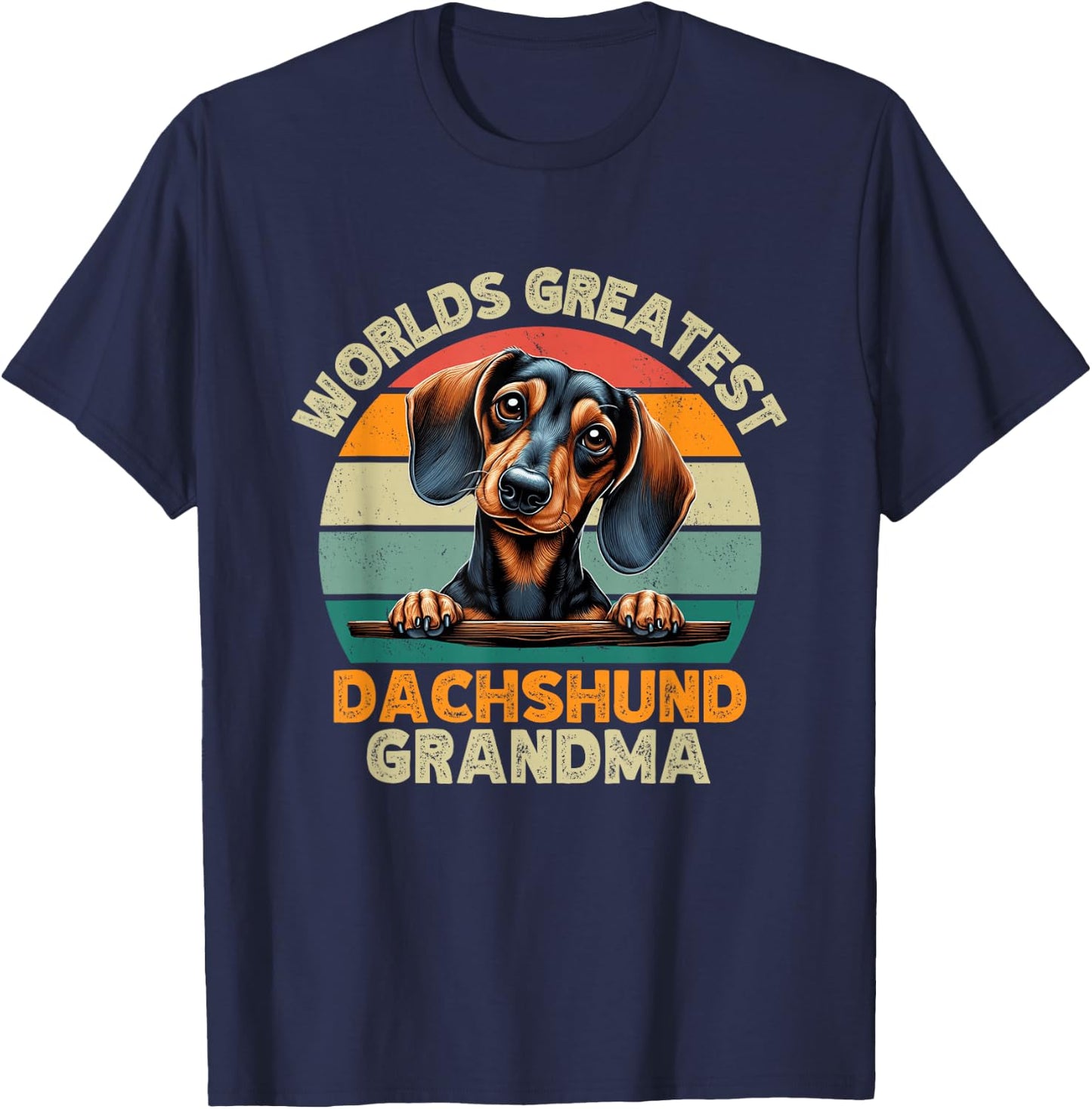 Worlds Greatest Dachshund Grandma Funny Retro Dog Owner T-Shirt - T-Shirt | Navy