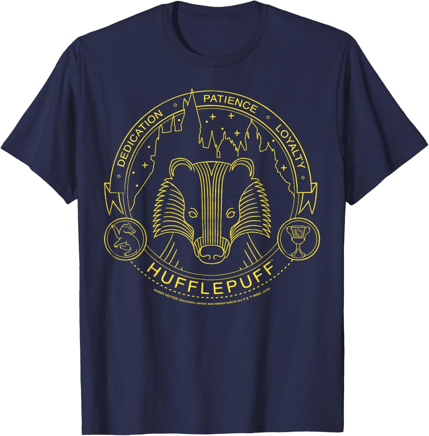 Harry Potter Hufflepuff Symbol Line Art T-Shirt - T-Shirt | Navy