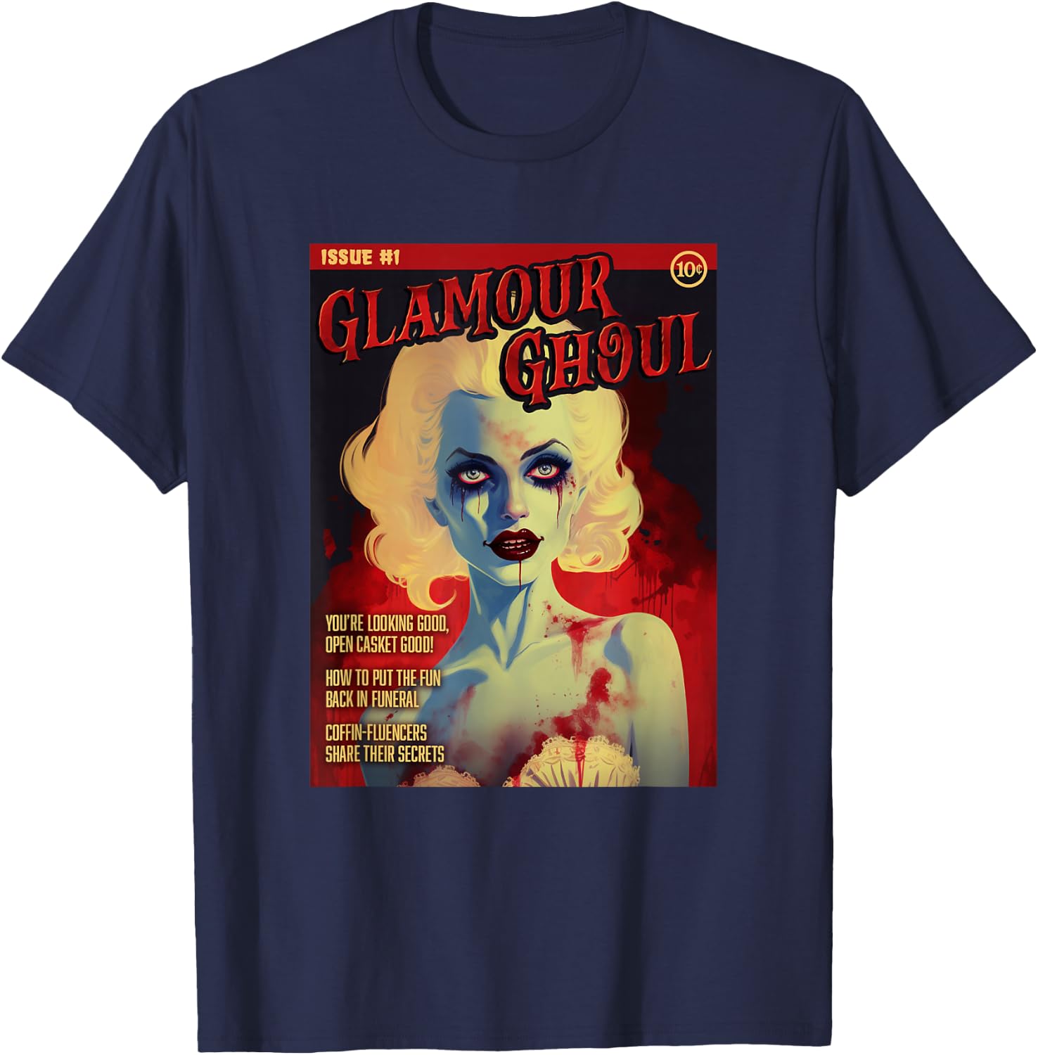 Glamour Ghoul 1950s Horror Comic Cover T-Shirt - T-Shirt | Navy