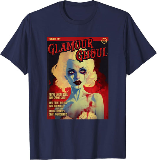 Glamour Ghoul 1950s Horror Comic Cover T-Shirt - T-Shirt | Navy