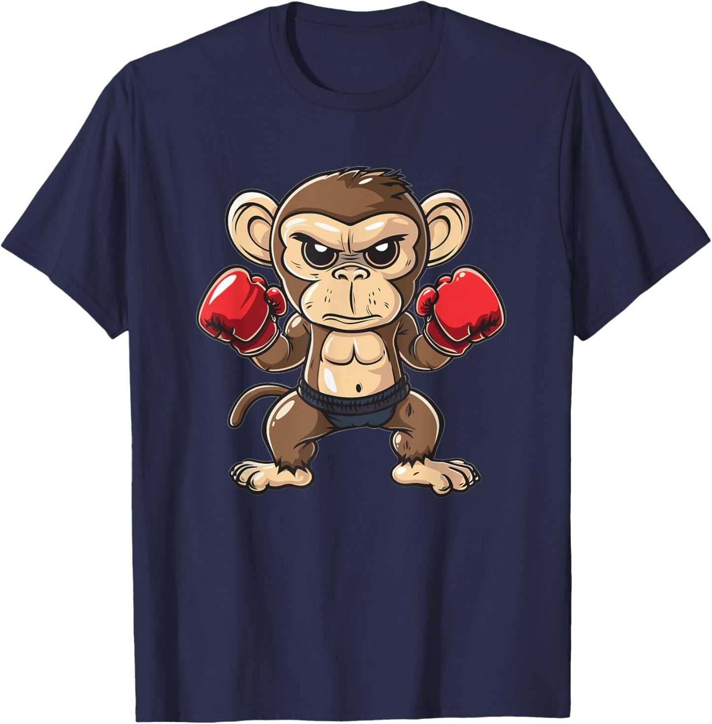 Cute Boxing Monkey T-Shirt - T-Shirt | Navy