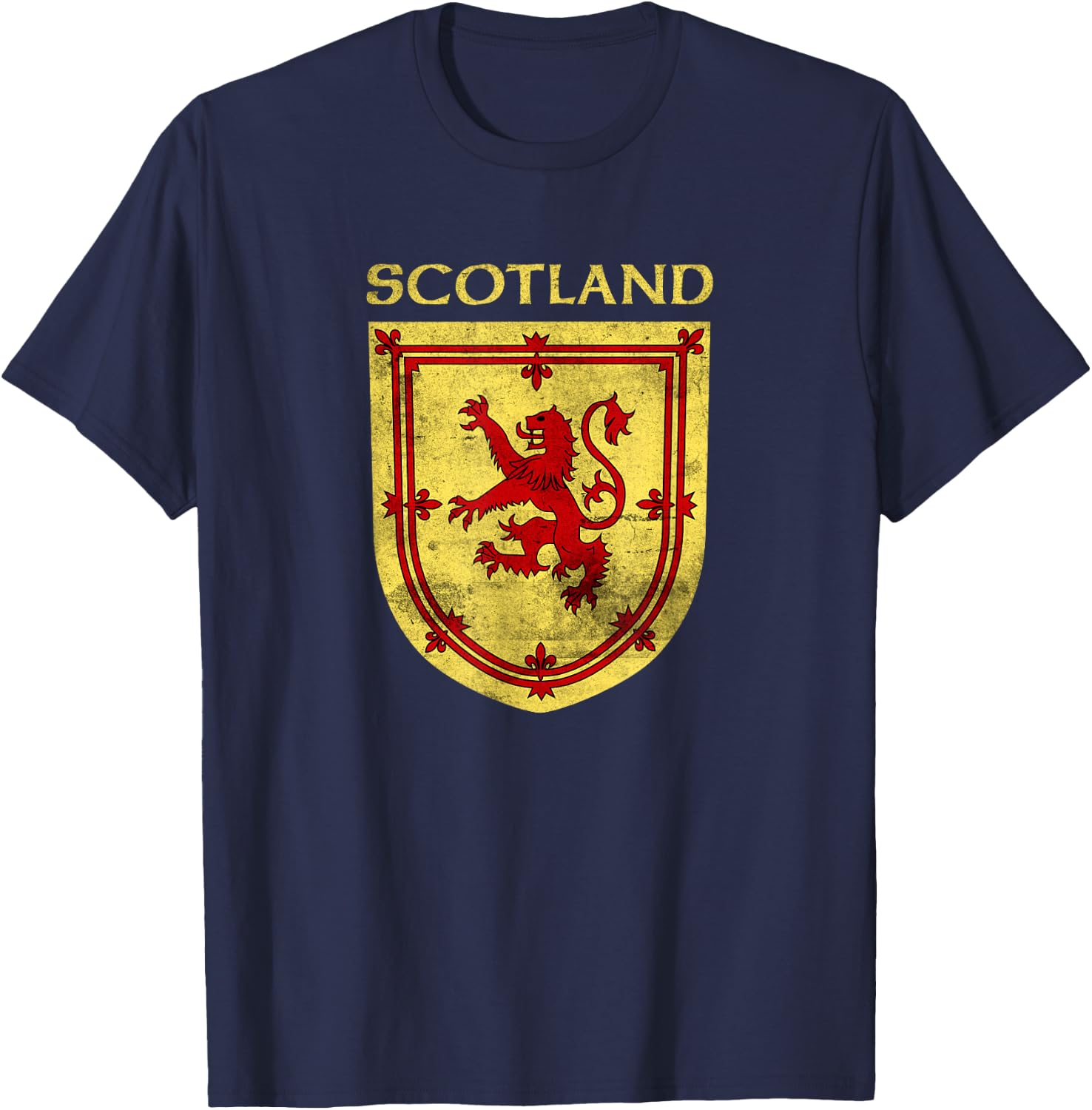Scotland Coat of Arms & Scottish Rampant Lion T-Shirt - T-Shirt | Navy