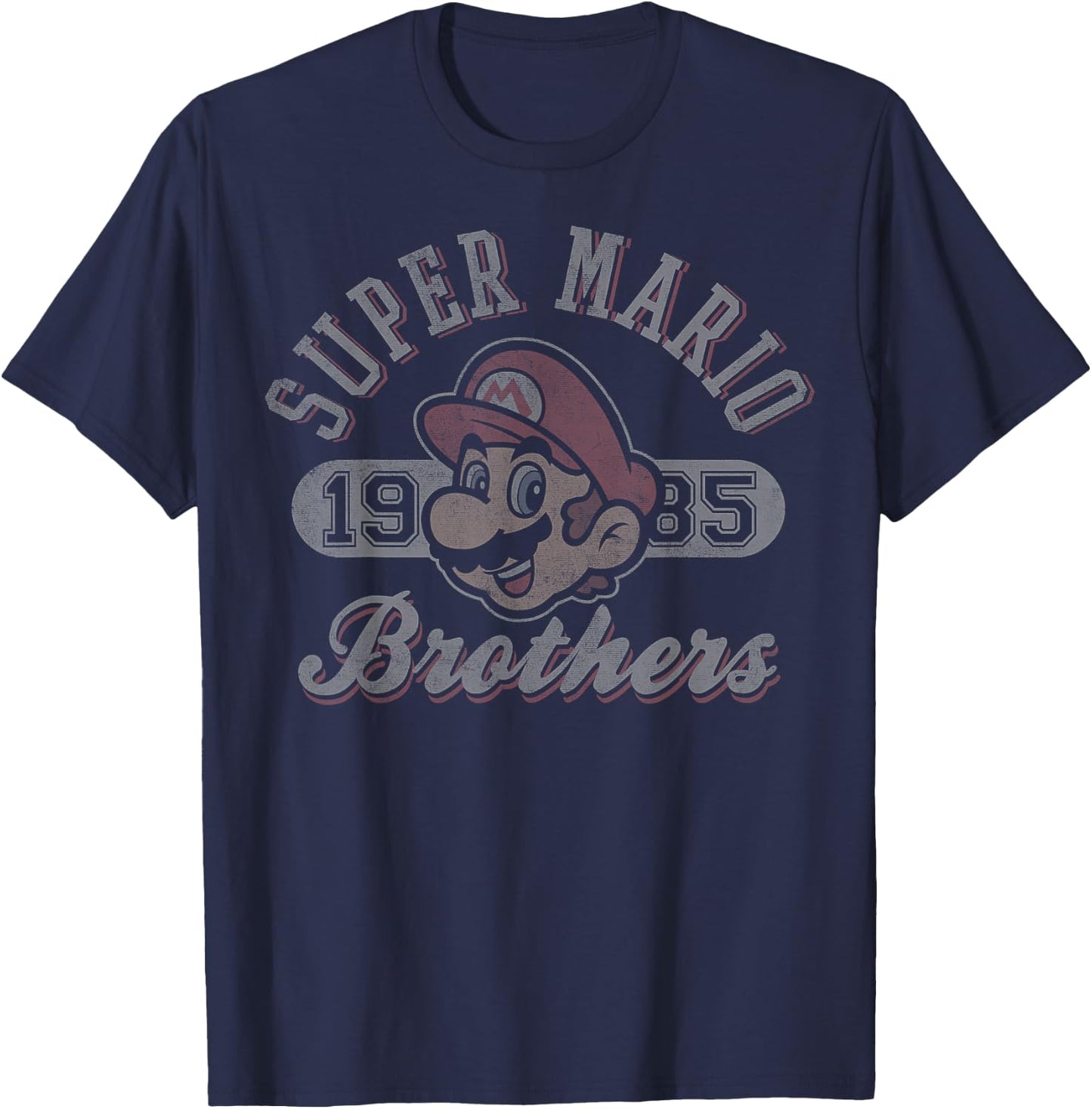 Super Mario Brothers 1985 Vintage Collegiate Nintendo Icon T-Shirt - T-Shirt | Navy