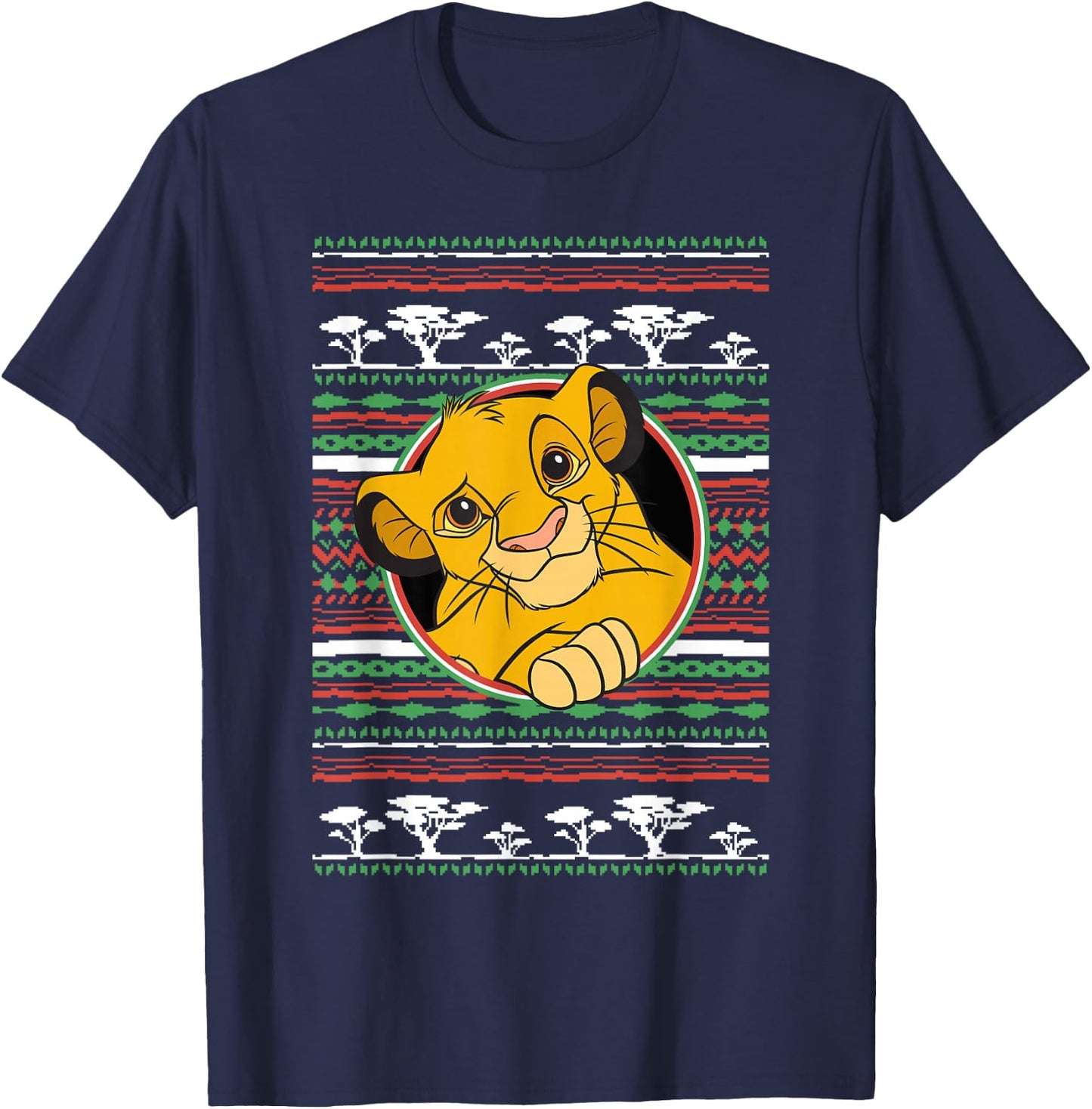 Disney The Lion King Simba Ugly Christmas Sweater Holiday T-Shirt - T-Shirt | Navy