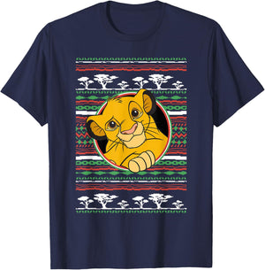 Disney The Lion King Simba Ugly Christmas Sweater Holiday T-Shirt - T-Shirt | Navy