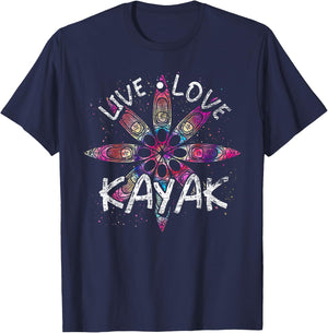 Live Love Kayak Canoeing Water Sports Outdoor Kayaking T-Shirt - T-Shirt | Navy