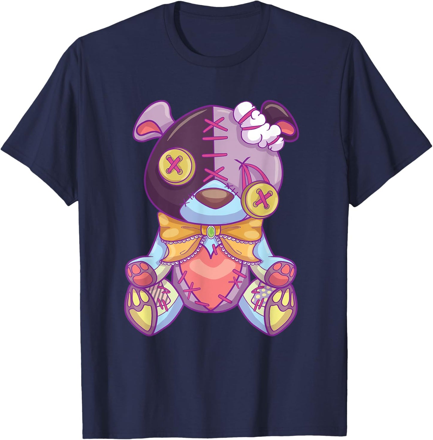 Pastel Goth Teddy Bear Japanese Anime Kawaii Menhera T-Shirt - T-Shirt | Navy