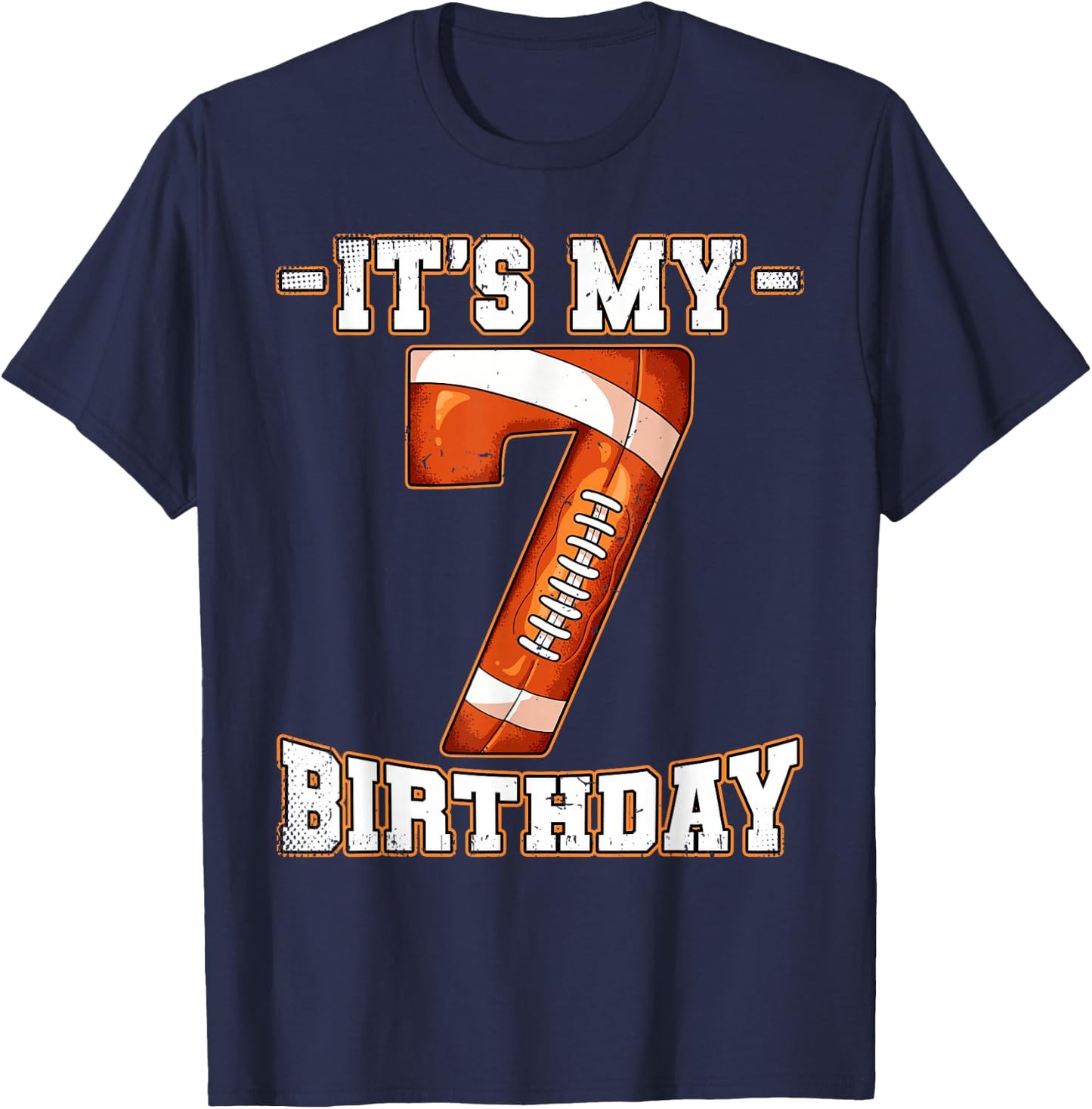 7th Birthday Football T-Shirt - T-Shirt | Navy