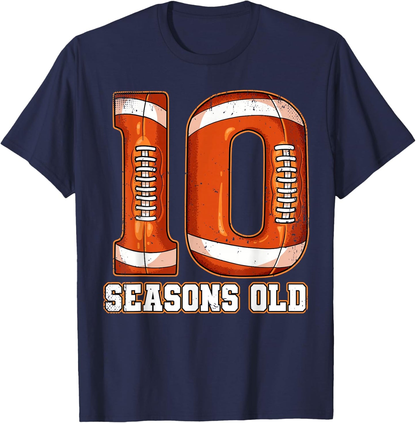 10th Birthday Football T-Shirt - T-Shirt | Navy