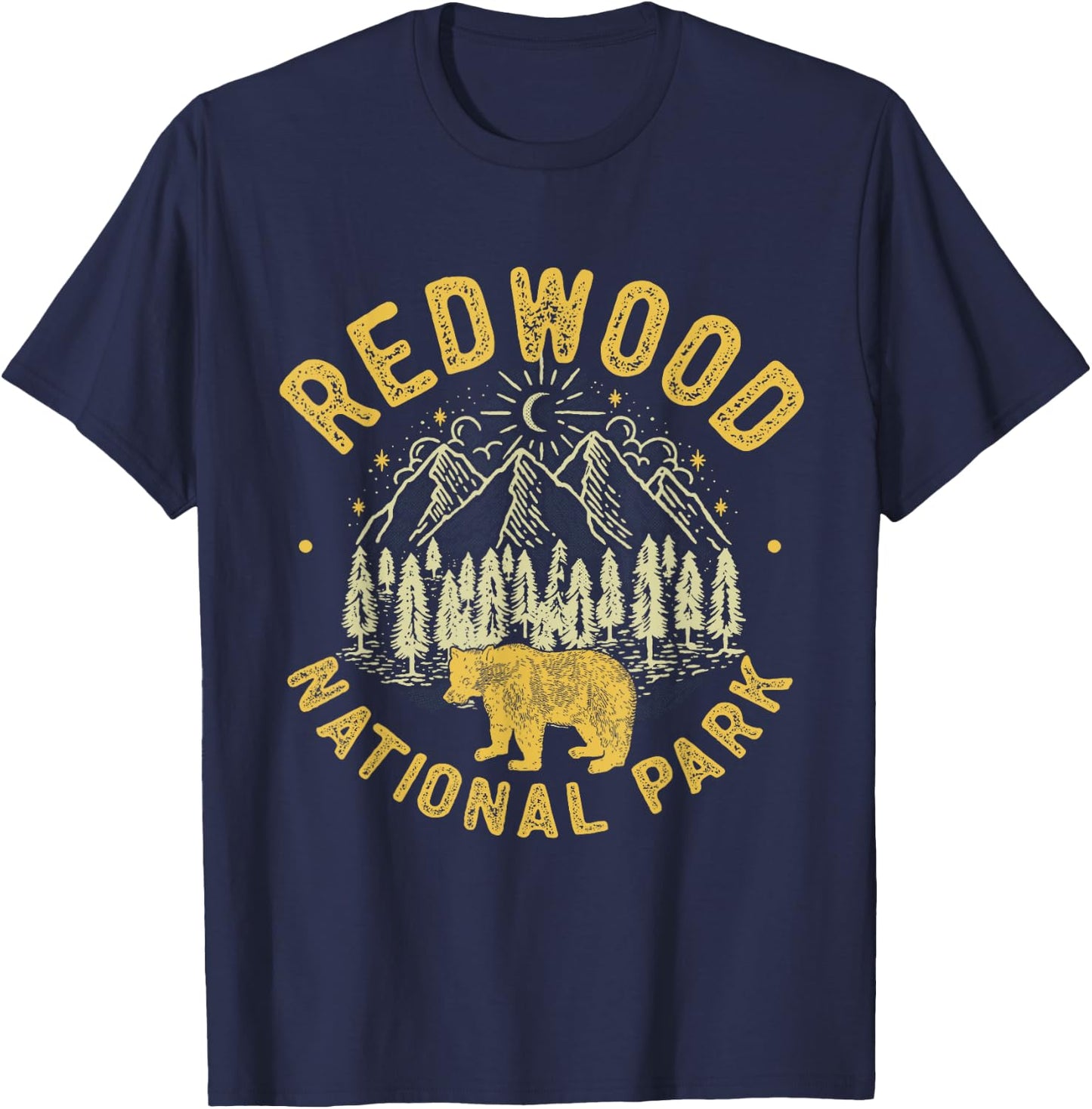 Redwood National Park Bear California Redwood Forest T-Shirt - T-Shirt | Navy