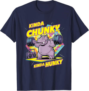 Bodybuilding Gym Kinda Chunky Kinda Hunky Weightlifter Funny T-Shirt - T-Shirt | Navy