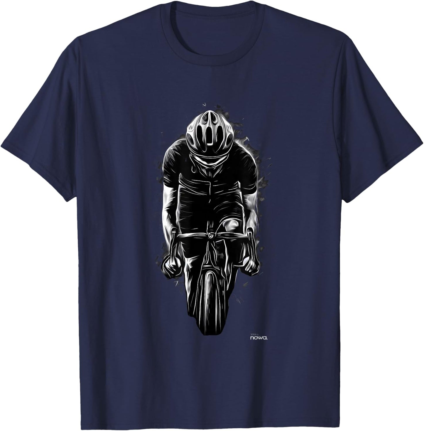 DESIGN by nowa. CYCLING RACER , Men's Black Short Sleeve Modern Cycling T-Shirt - T-Shirt | Navy