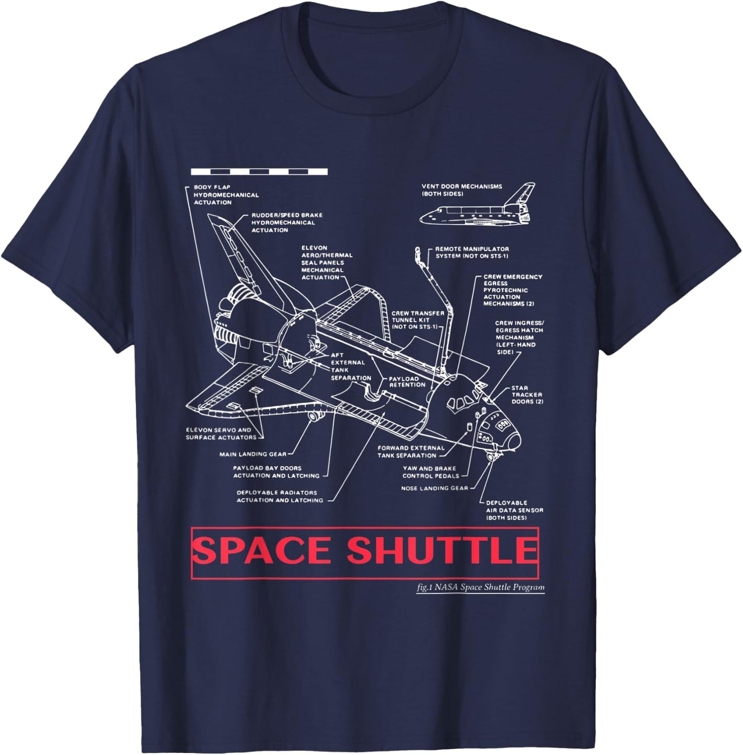Space Shuttle Discovery Technical Specs Science T-Shirt - T-Shirt | Navy