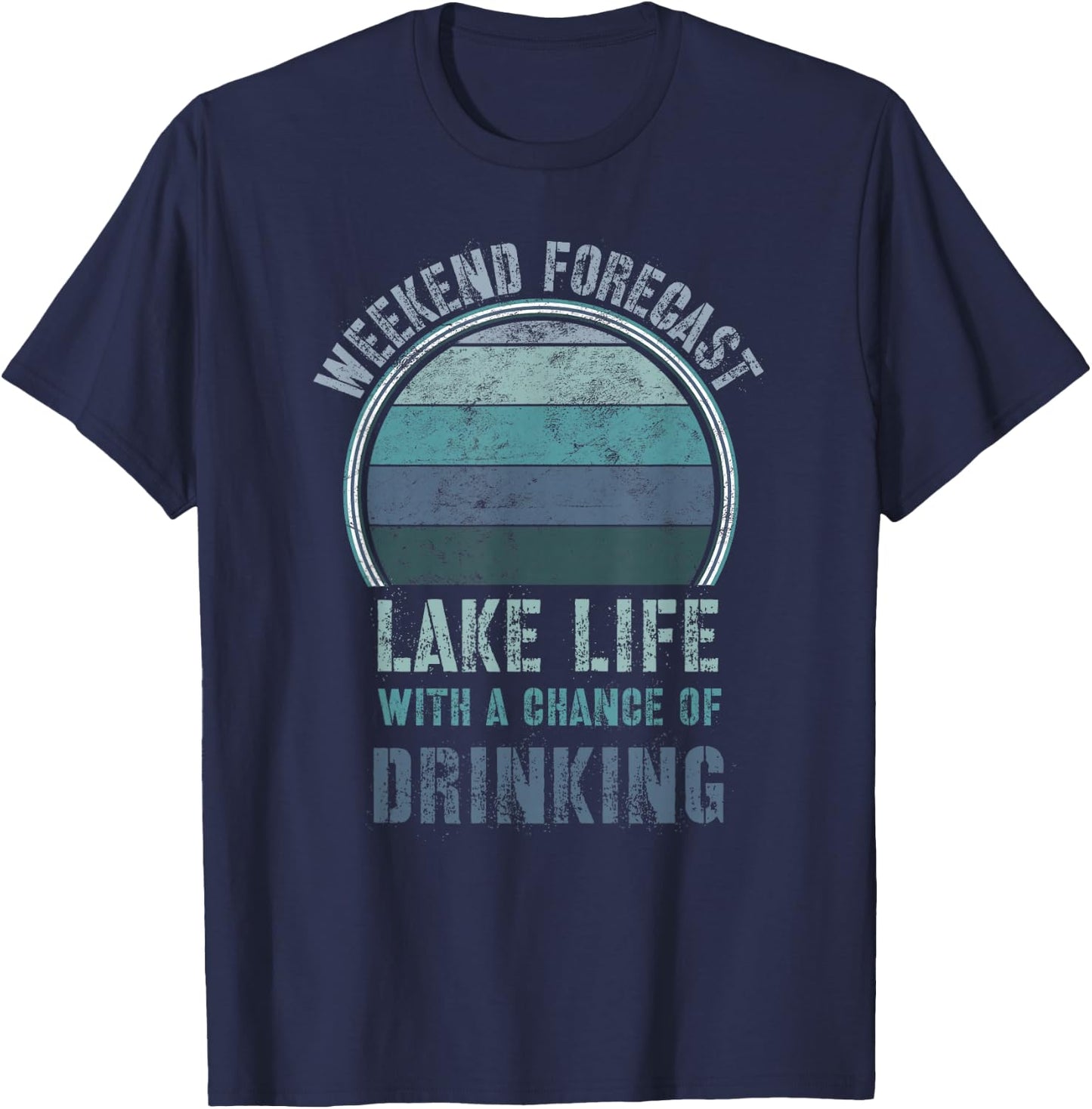 Retro Lake Life Apparel Lake Lover Weekend Forecast Drinking T-Shirt - T-Shirt | Navy