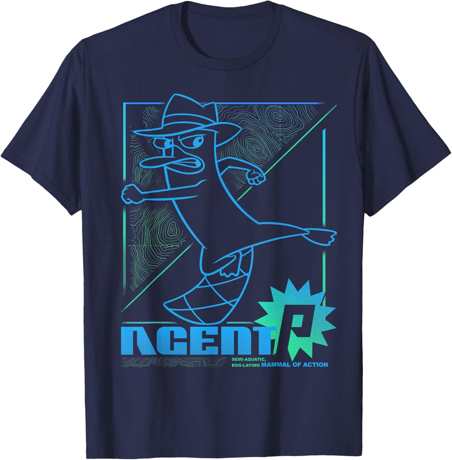 Disney Phineas and Ferb Mammal of Action Line Art T-Shirt - T-Shirt | Navy