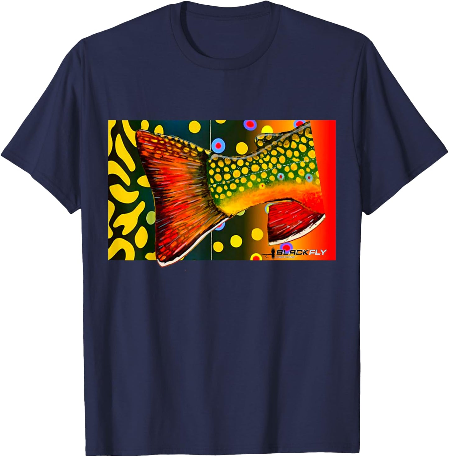 Custom Brook Trout Fly Fishing Shirts & by Black Fly T-Shirt - T-Shirt | Navy