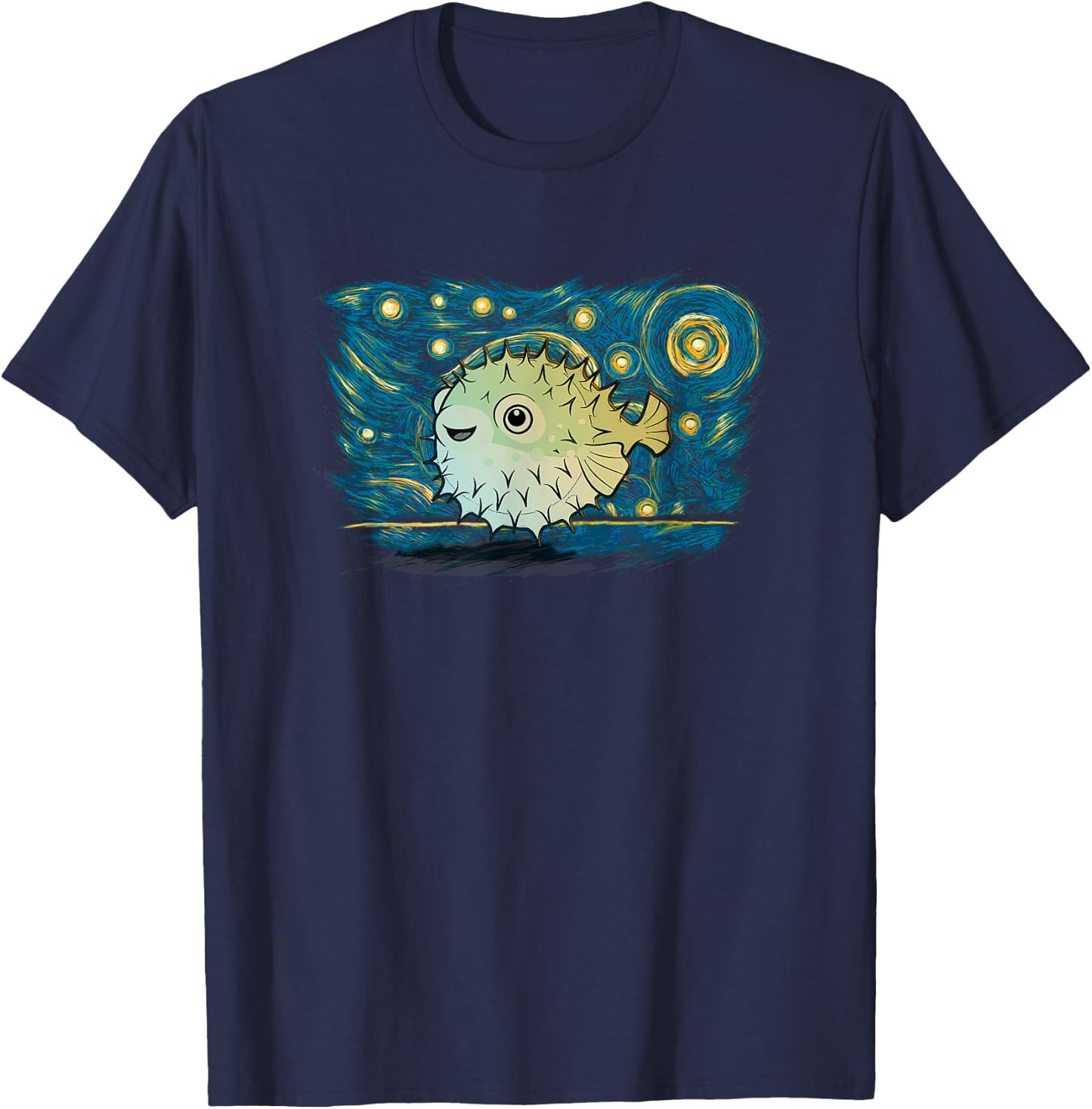 Retro Vintage Style Puffer Fish T-Shirt - T-Shirt | Navy