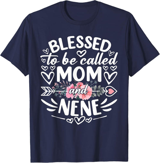 Blessed To Be Called Mom And Nene Funny Mother's Day T-Shirt - T-Shirt | Navy