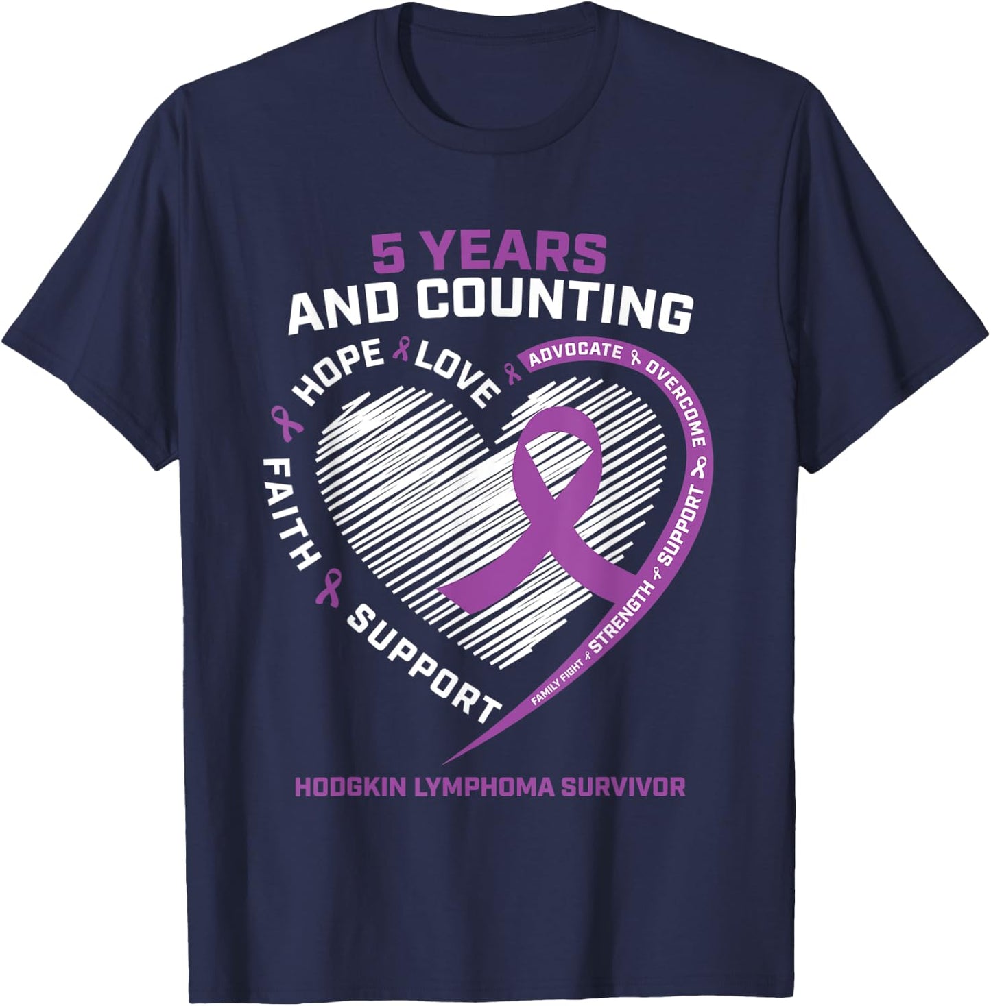 5 Years Cancer Free Gifts Women Hodgkin's Lymphoma Survivor T-Shirt - T-Shirt | Navy