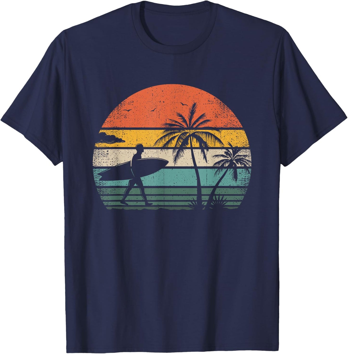 Vintage Surfing Retro Surf Style Palm Tree For Surfers T-Shirt - T-Shirt | Navy