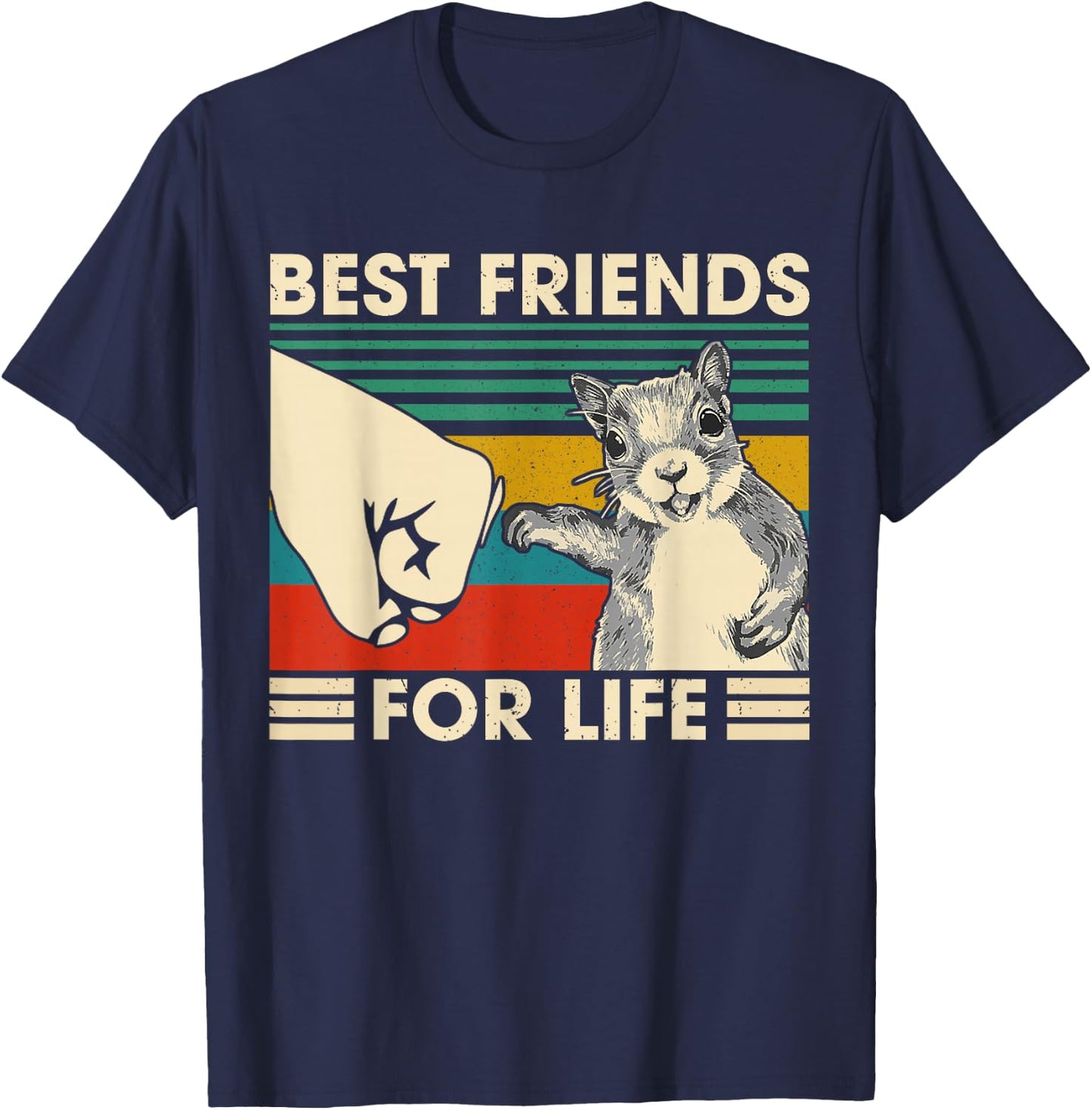Retro Vintage Squirrel Best Friend for Life Fist Bump Small T-Shirt - T-Shirt | Navy
