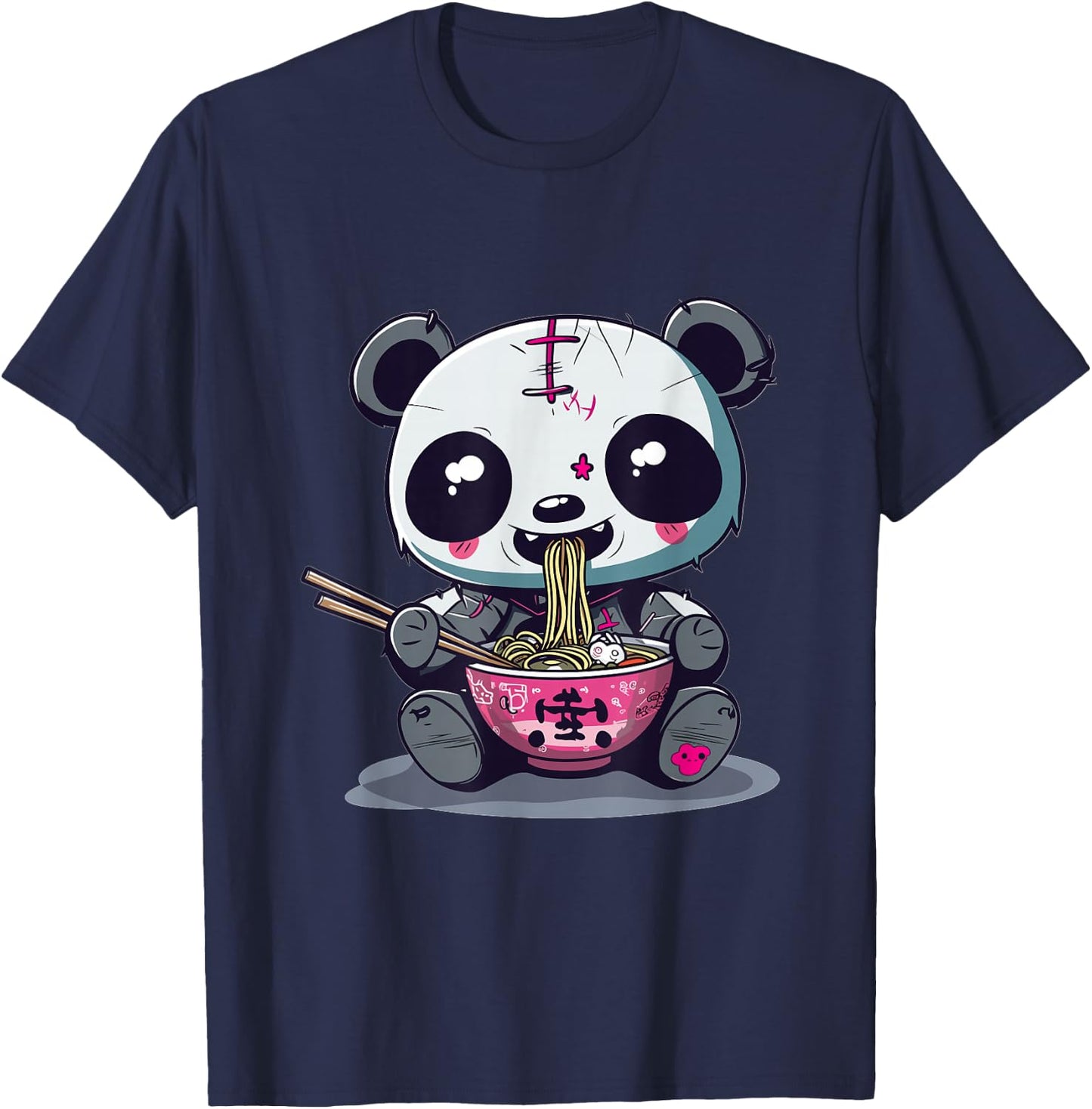 Goth Pastel Cute Creepy Kawaii Panda Voodoo Doll Ramen T-Shirt - T-Shirt | Navy