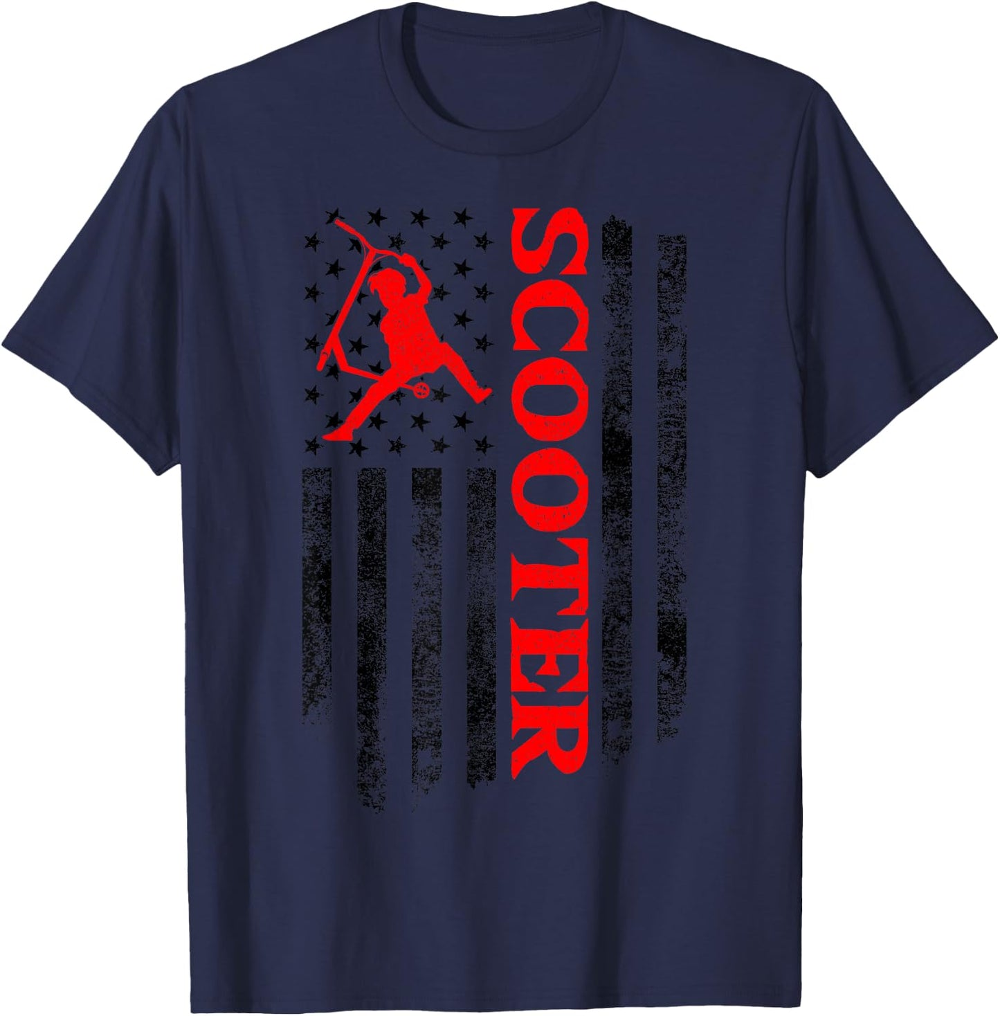 Scooter Stunt US Flag Retro Style Scooter Gifts T-Shirt - T-Shirt | Navy