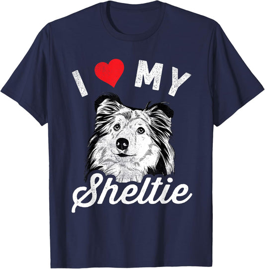 I Love My Sheltie I Heart My Sheltie T-Shirt - T-Shirt | Navy