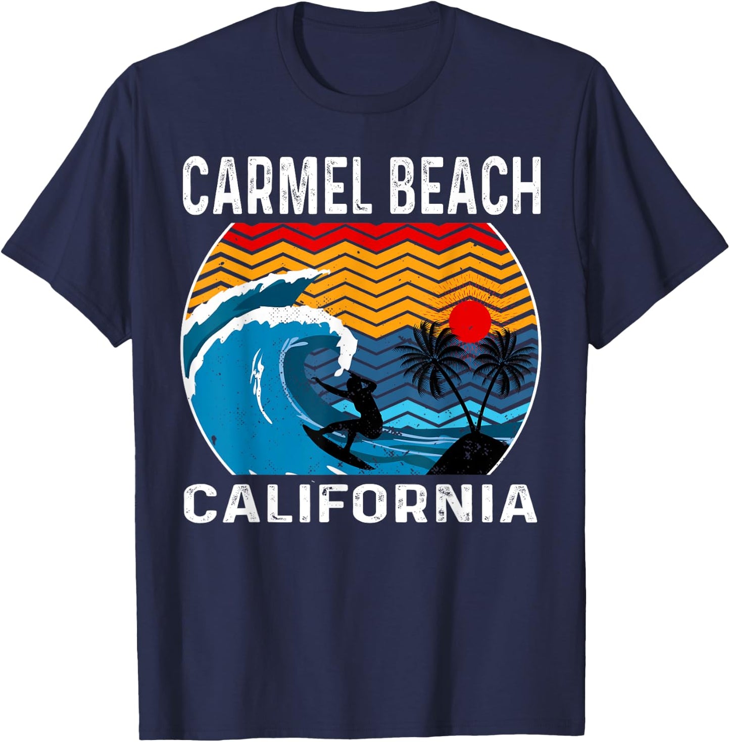 Carmel Beach California Surfboard Surfing T-Shirt - T-Shirt | Navy