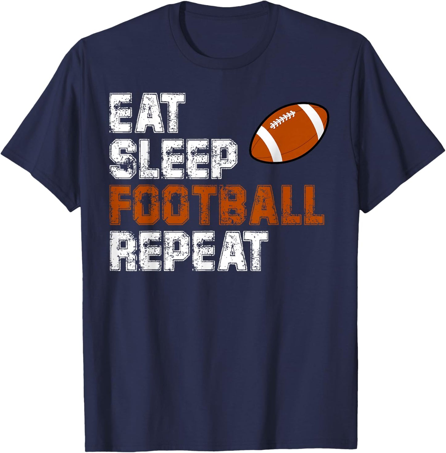 Eat Sleep Football Repeat Vintage Love Football T-Shirt - T-Shirt | Navy