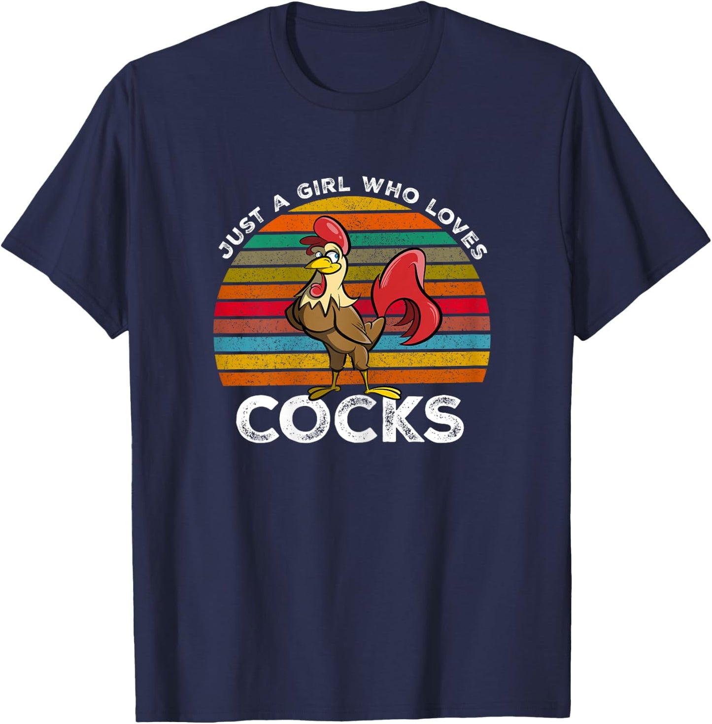 Just A Girl Who Loves Cocks - Funny Rooster Gifts T-Shirt - T-Shirt | Navy