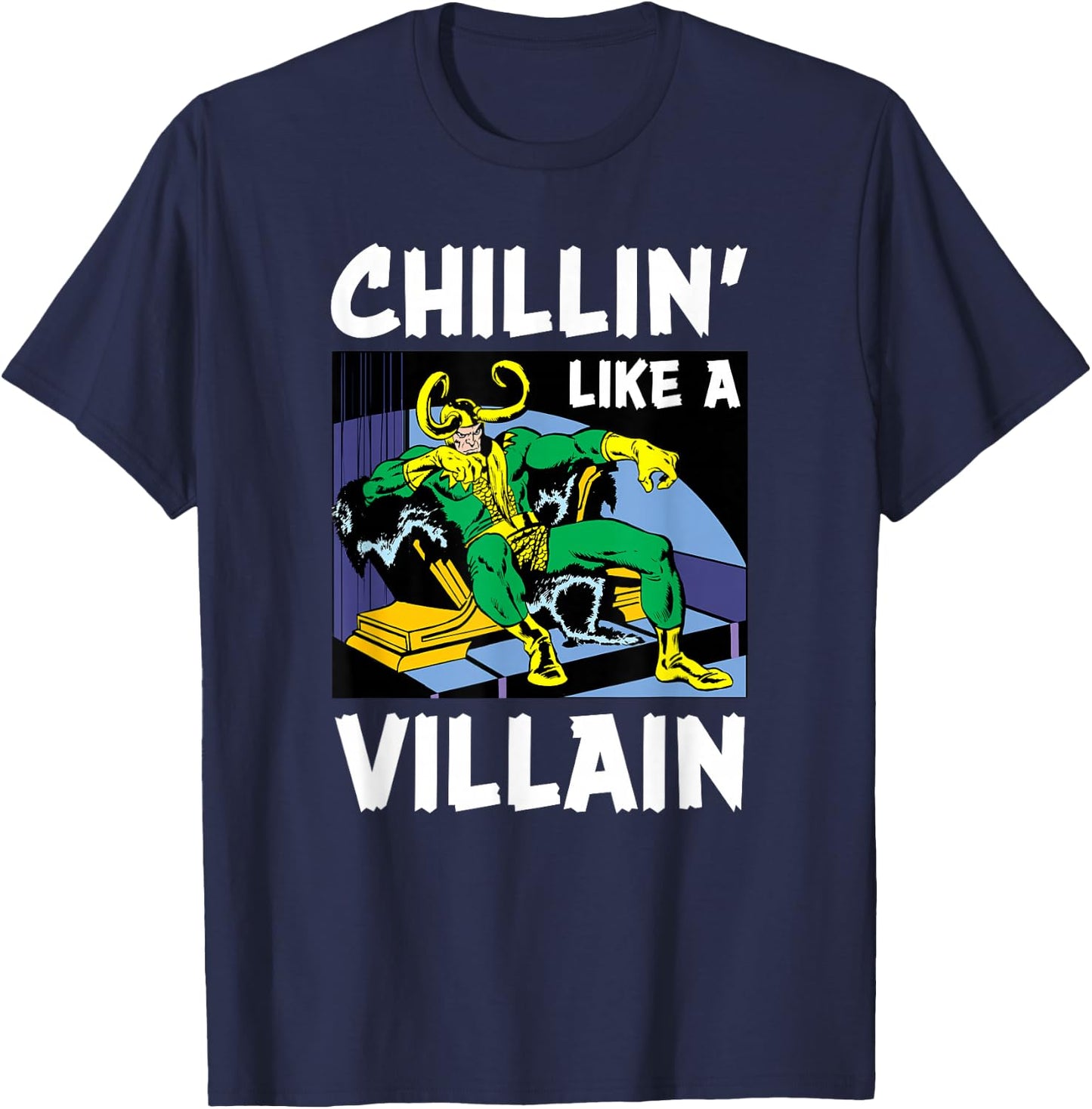 Marvel Loki Chillin' Like a Villain T-Shirt - T-Shirt | Navy