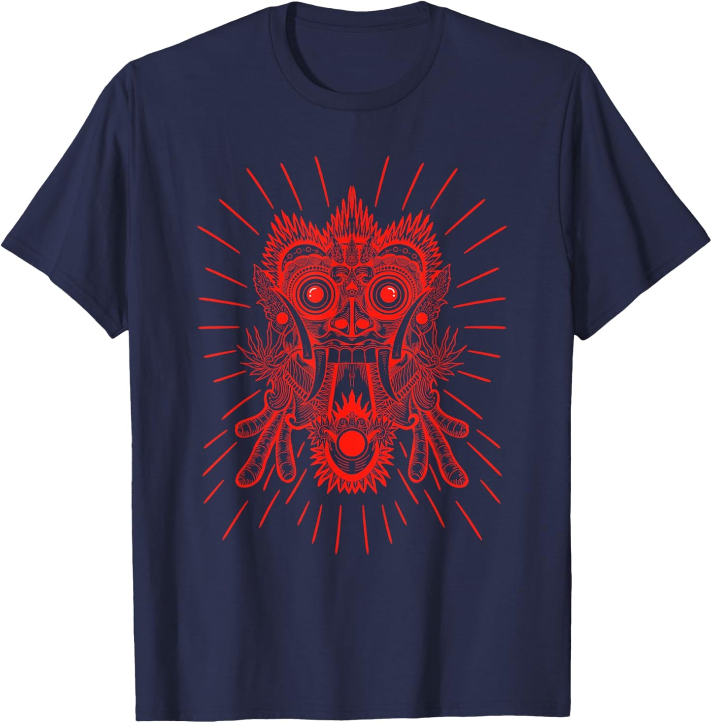 Red Barong Bali Mask Indonesia Art Travel Bali Lover T-Shirt - T-Shirt | Navy