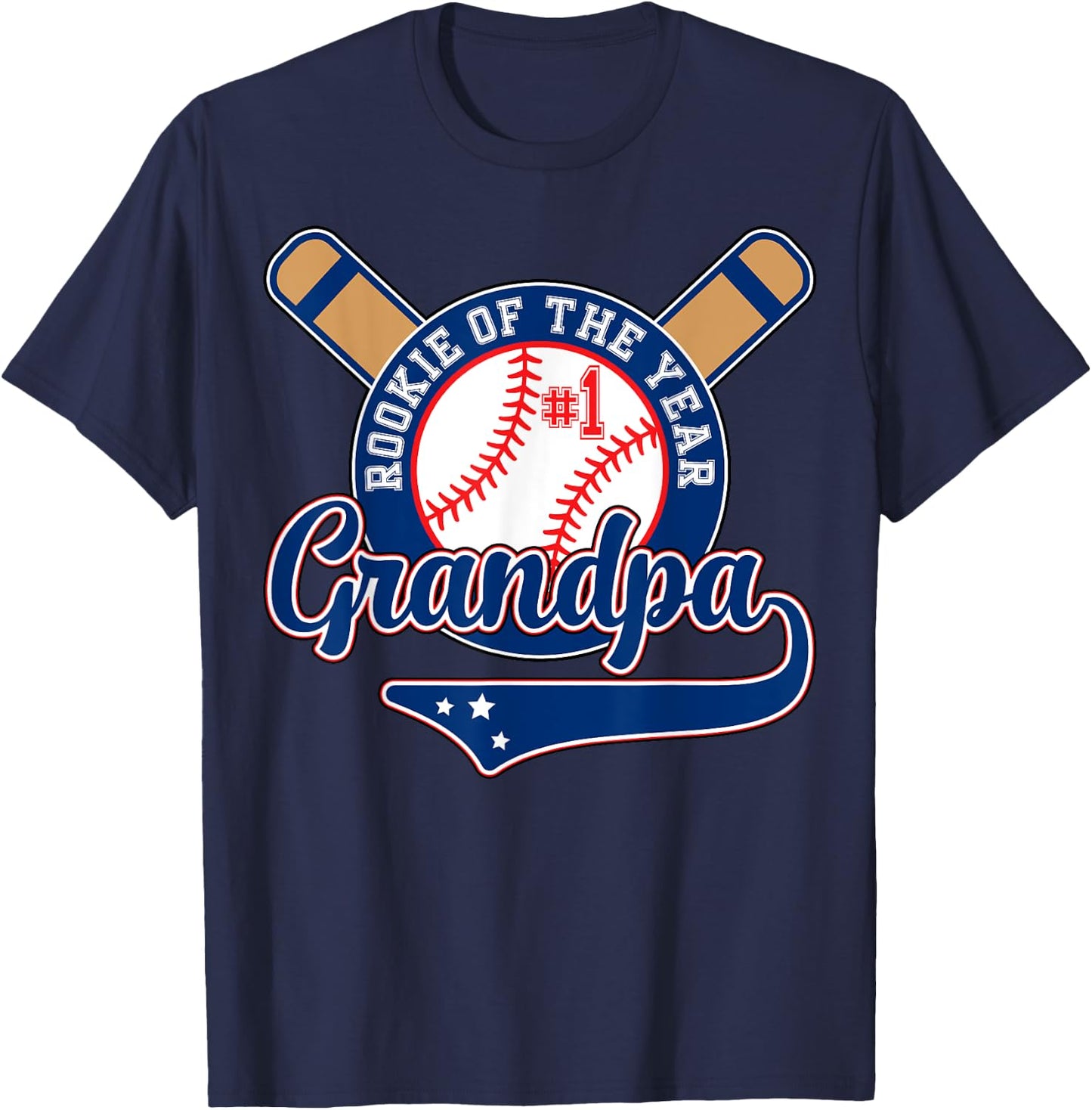 Grandpa Rookie of Year 1st Birthday Baseball Theme Matching T-Shirt - T-Shirt | Navy