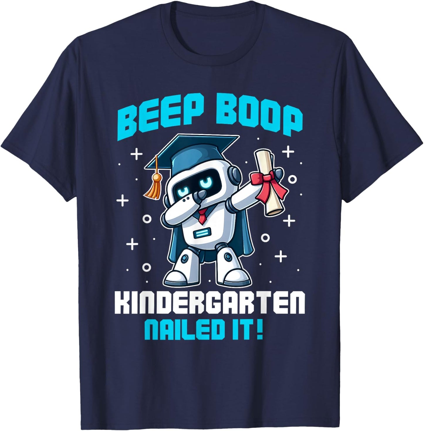 Dabbing Robot Kindergarten Graduation Cap Diploma Boys Kids T-Shirt - T-Shirt | Navy