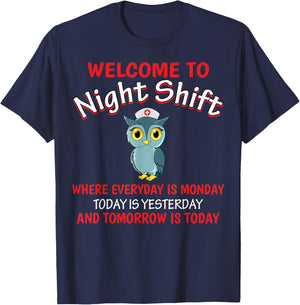 Night Shift Nurse Owls Funny Nursing RN LPN CNA Women T-Shirt - T-Shirt | Navy
