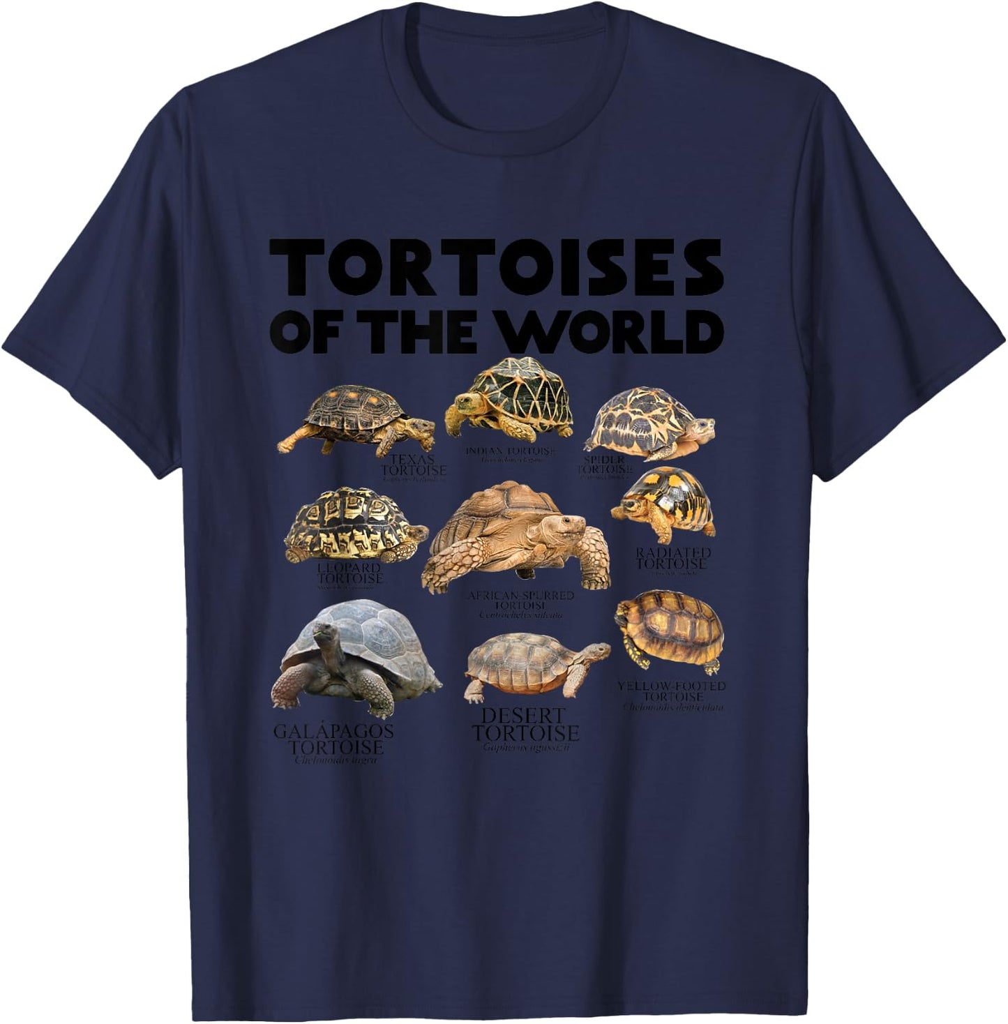 Tortoises of The World Turtles Lover Save The Tortoises T-Shirt - T-Shirt | Navy