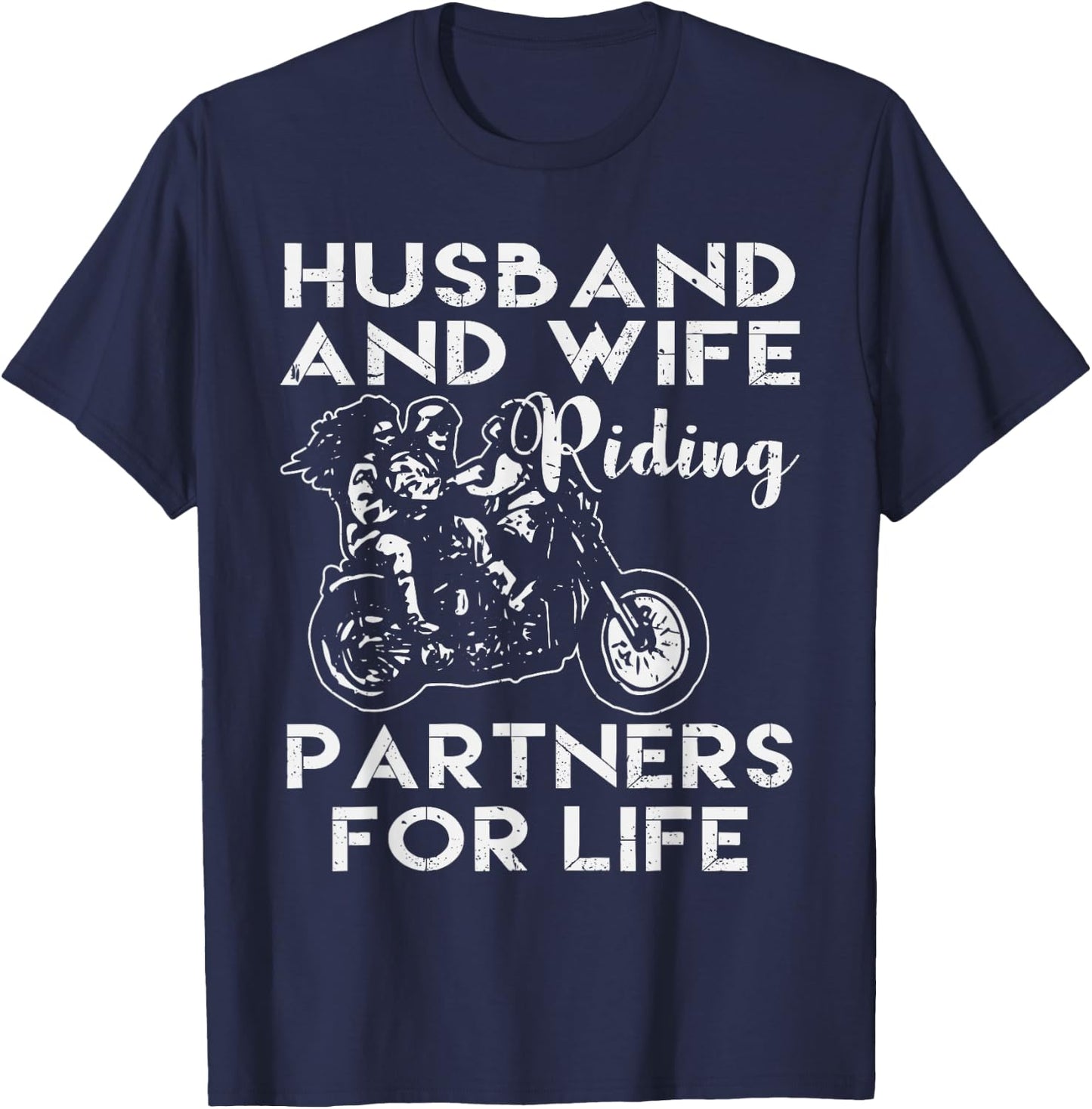 Husband and Wife-riding Partner for Life T-Shirt - T-Shirt | Navy