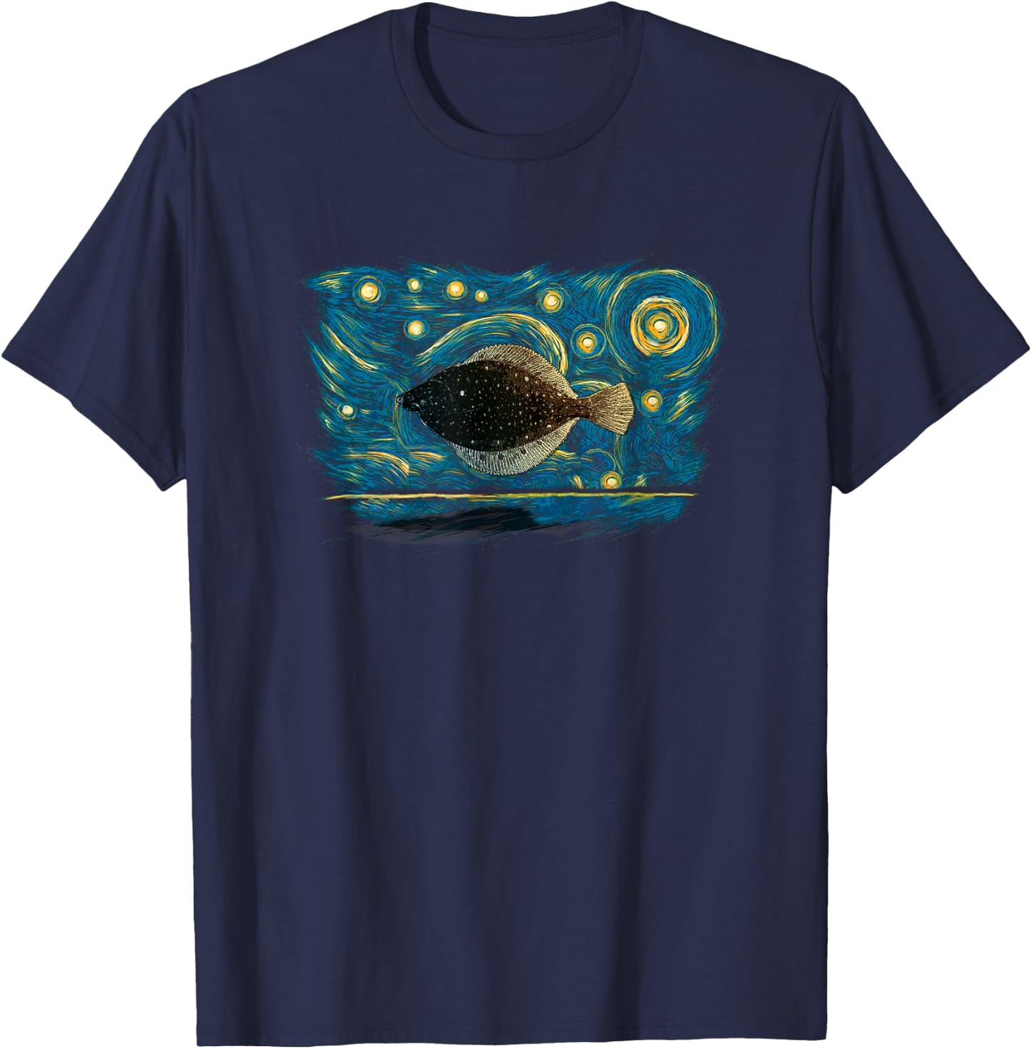 Retro Vintage Style Flounder T-Shirt - T-Shirt | Navy
